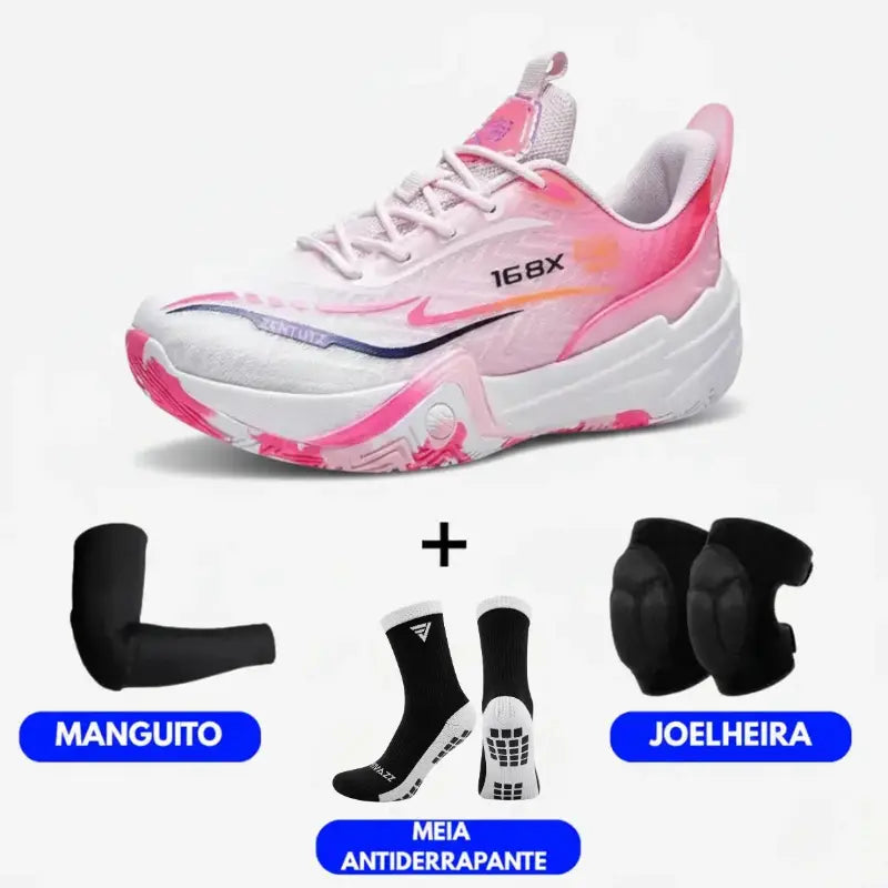 KIT Tênis de Vôlei Flex 168X + Joelheira + Meia + Manguito