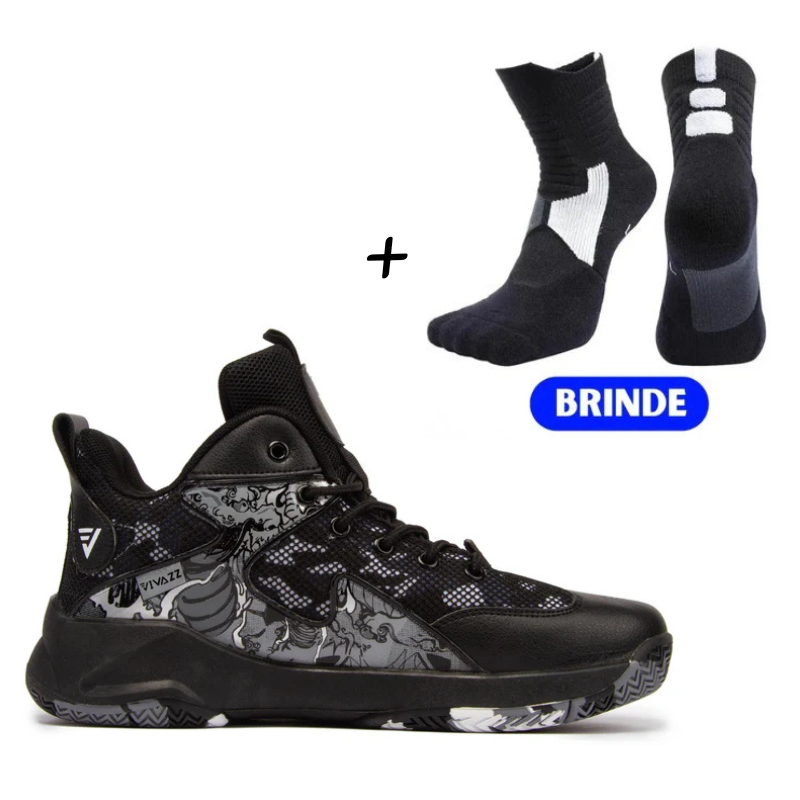 KIT Tênis de Vôlei All Black Grafite + Meias Grátis