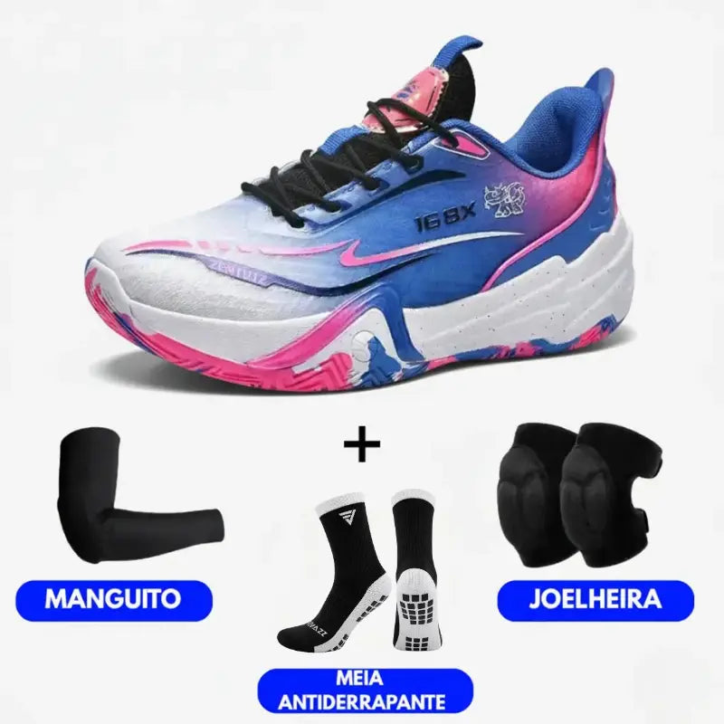 KIT Tênis de Vôlei Flex 168X + Joelheira + Meia + Manguito