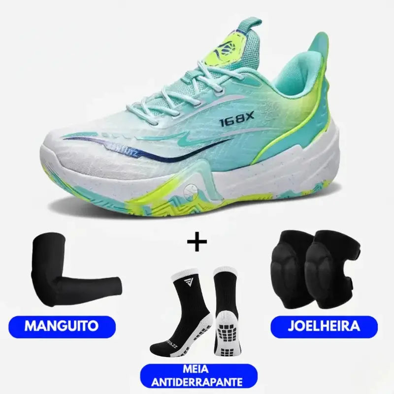 KIT Tênis de Vôlei Flex 168X + Joelheira + Meia + Manguito