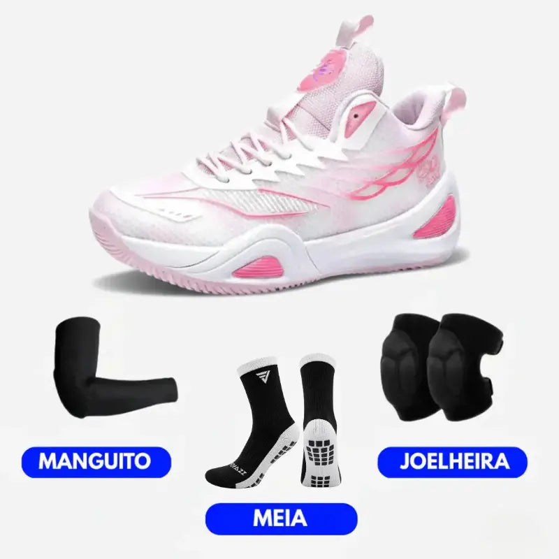 KIT Tênis de Vôlei DunkX - Antiderrapante + Joelheira + Meia + Manguito