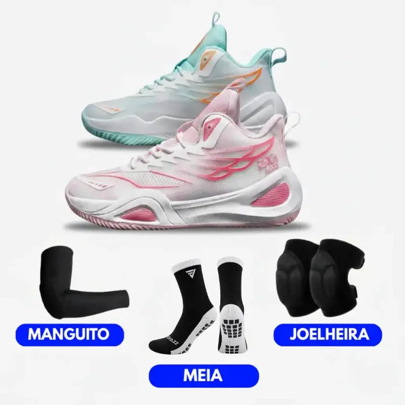 KIT Tênis de Vôlei DunkX - Antiderrapante + Joelheira + Meia + Manguito