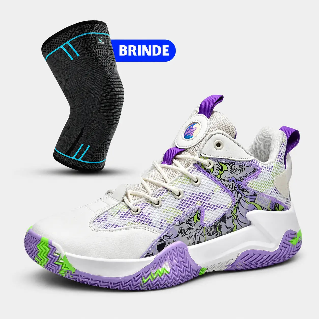 Kit Profissional: Tênis De basquete Grafite 3.0 + Joelheira de Compreensão