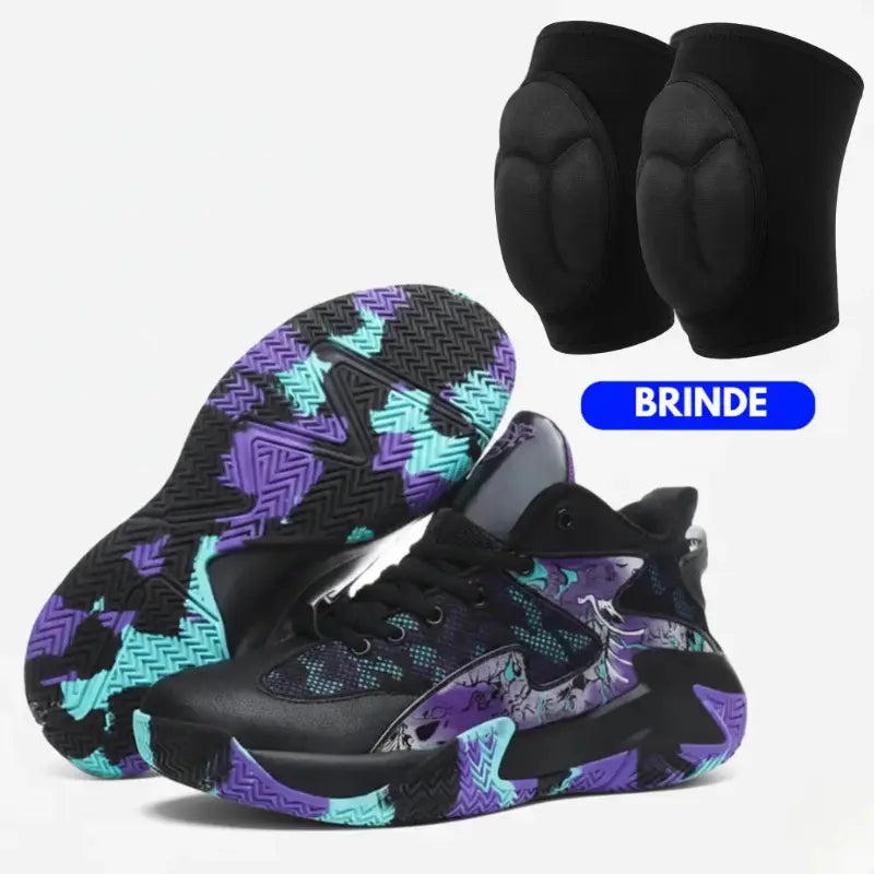 Kit Foam: Tênis de Basquete Grafite 1.0 + Joelheira com Espuma