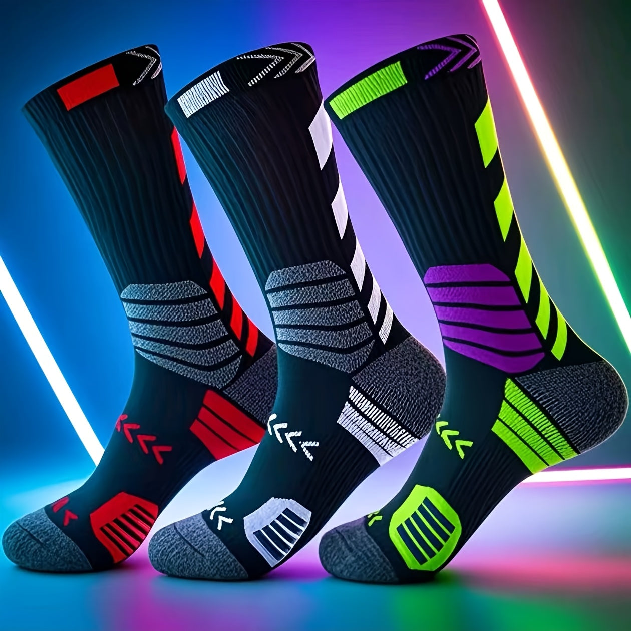 3 Pares de Meias Antiderrapante Cano Médio Profissional