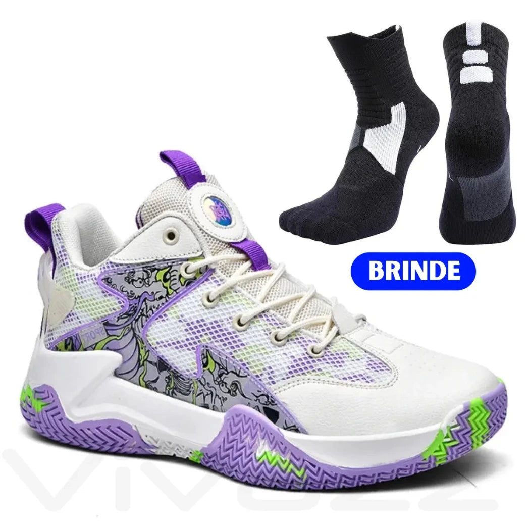 Kit Half: TĂȘnis de VĂŽlei Grafite 3.0 + Meia Antiderrapante