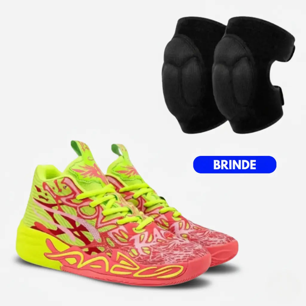KIT Tênis de Vôlei Impact Blaze + Joelheira de Brinde-Vermelho/Amarelo