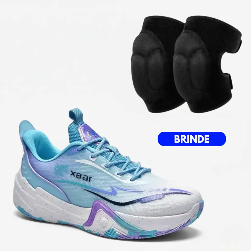 KIT Tênis de Vôlei Flex 168X + Joelheira de Brinde-Azul Claro