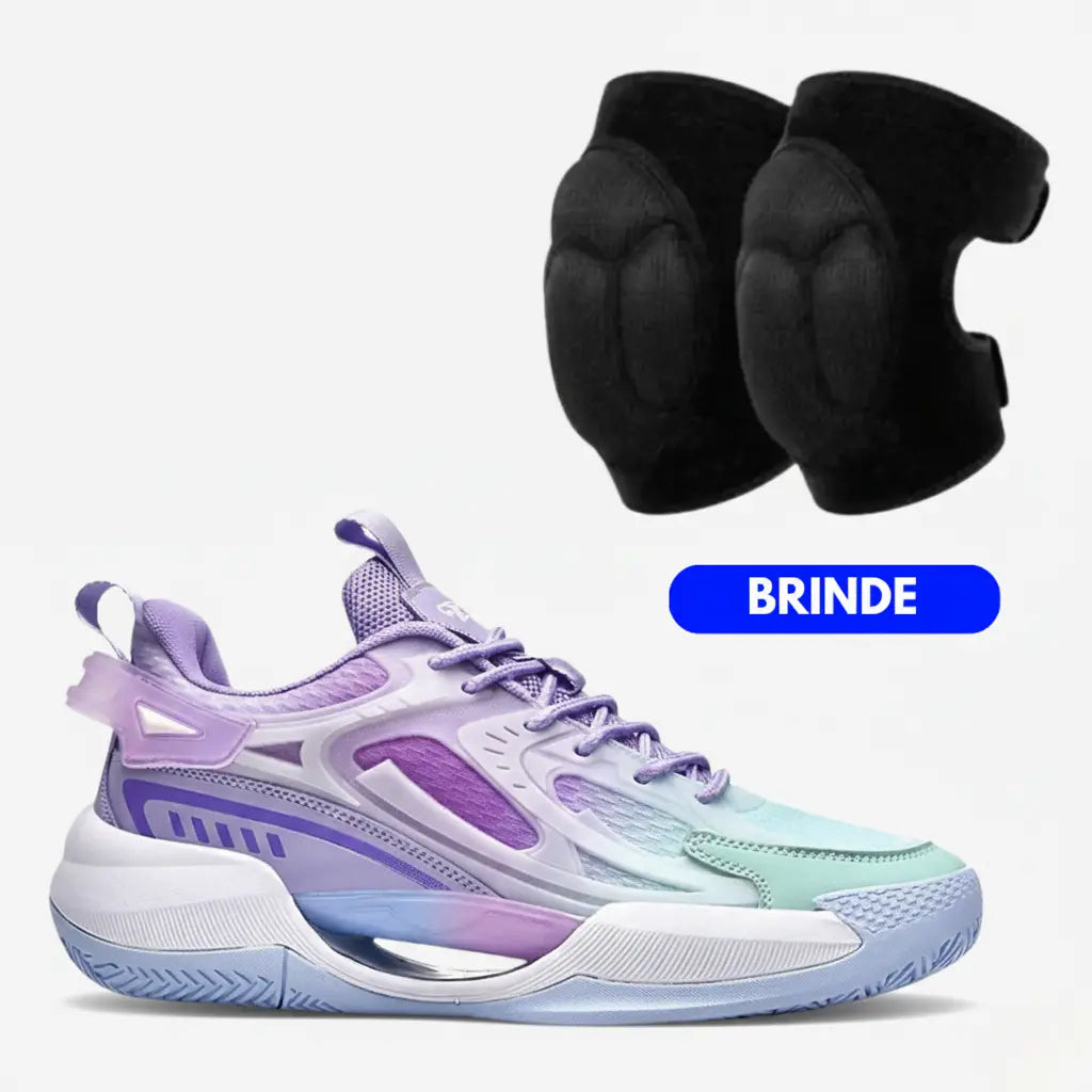 KIT Tênis de Vôlei PowerGrip + Joelheira de Brinde-Roxo