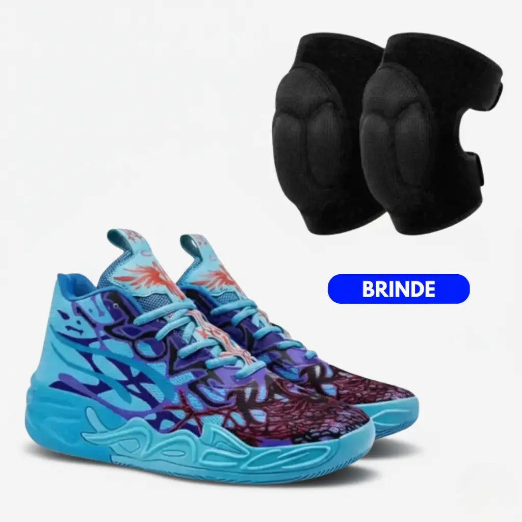 KIT Tênis de Vôlei Impact Blaze + Joelheira de Brinde-Azul/Roxo