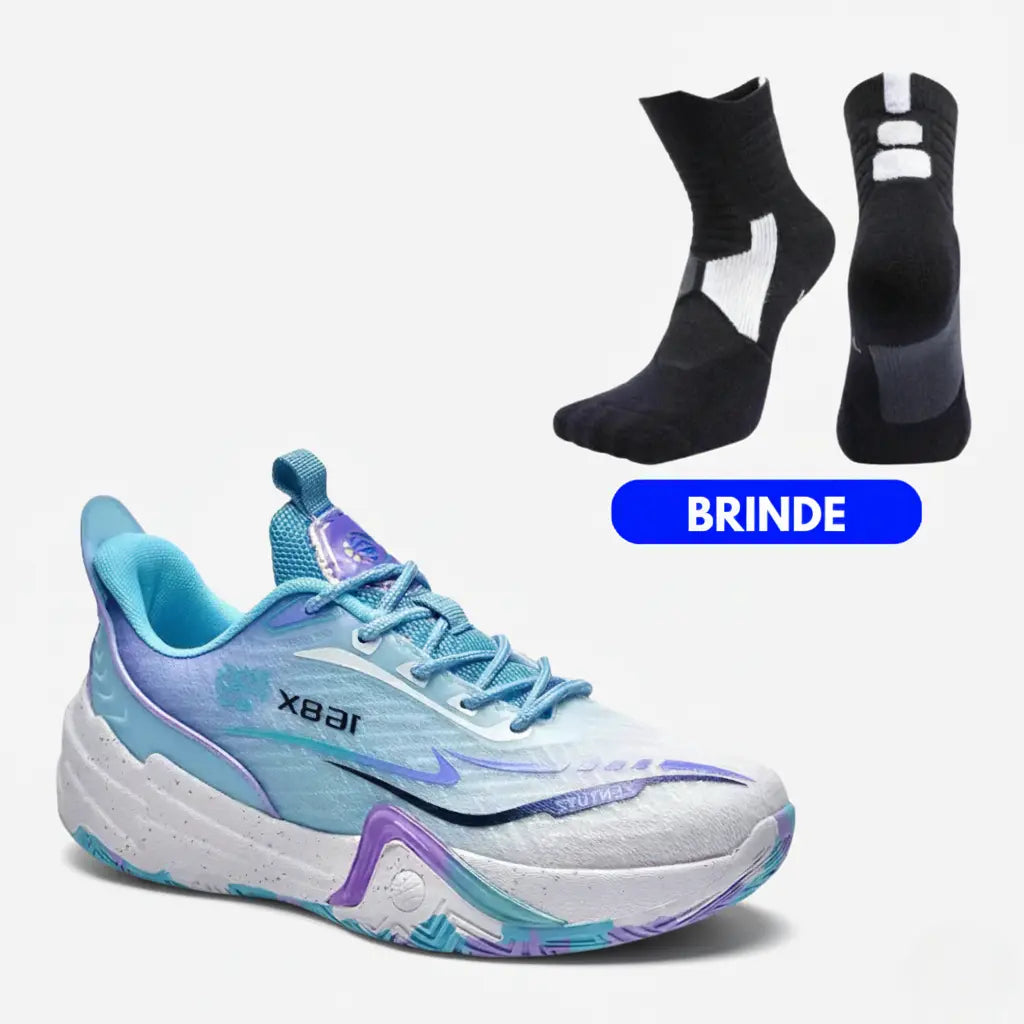 KIT Tênis de Vôlei Flex 168X + Meias Grátis-Azul Claro