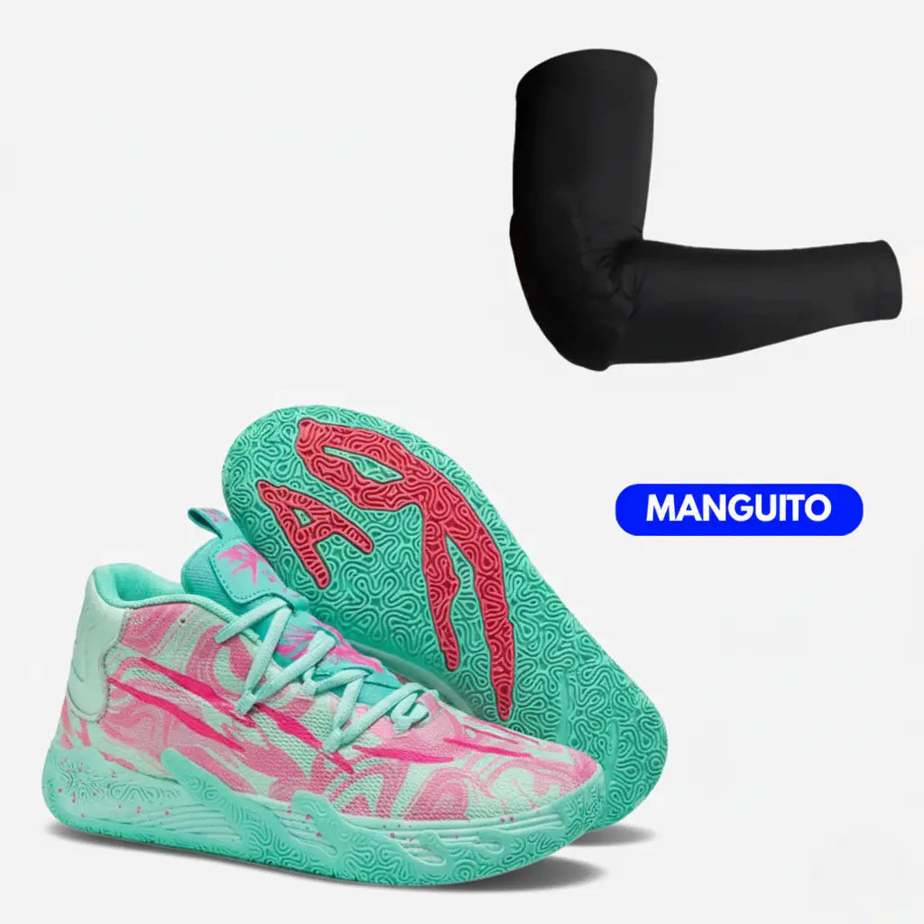 KIT Tênis de Vôlei AeroDunk + Manguito-Verde/Rosa