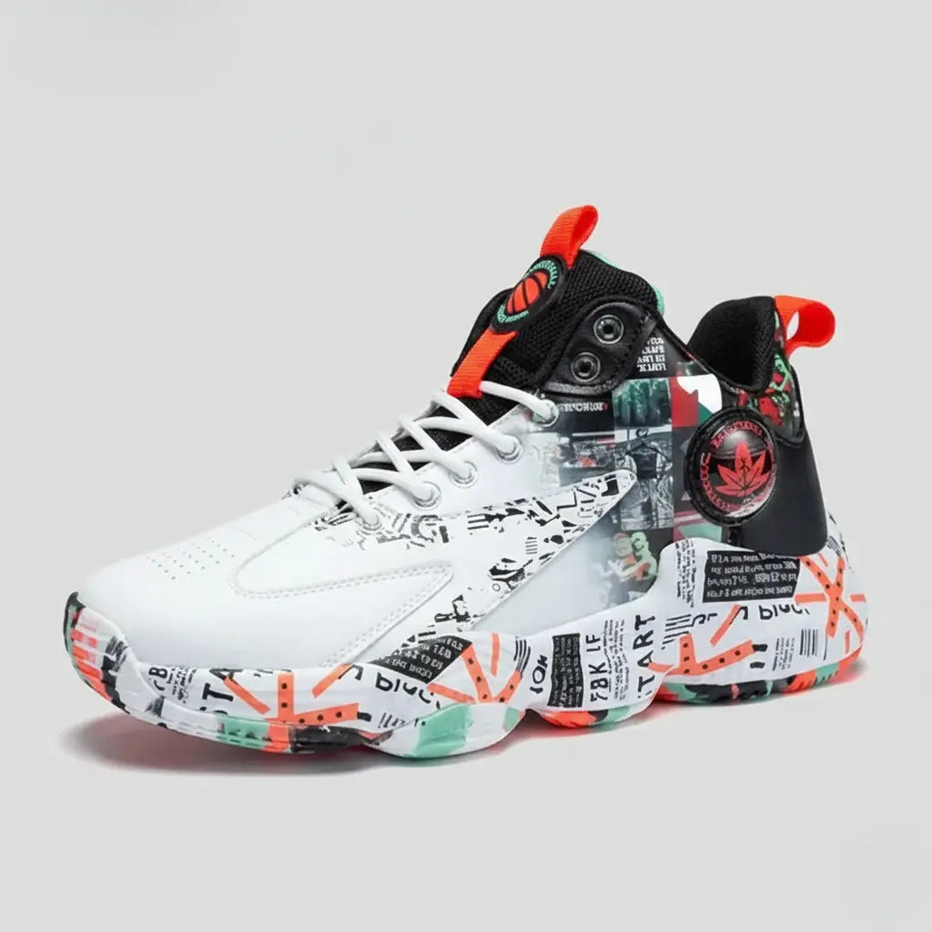 Tênis De Basquete EvoMotion | Respirável e Antiderrapante-Branco/Laranja