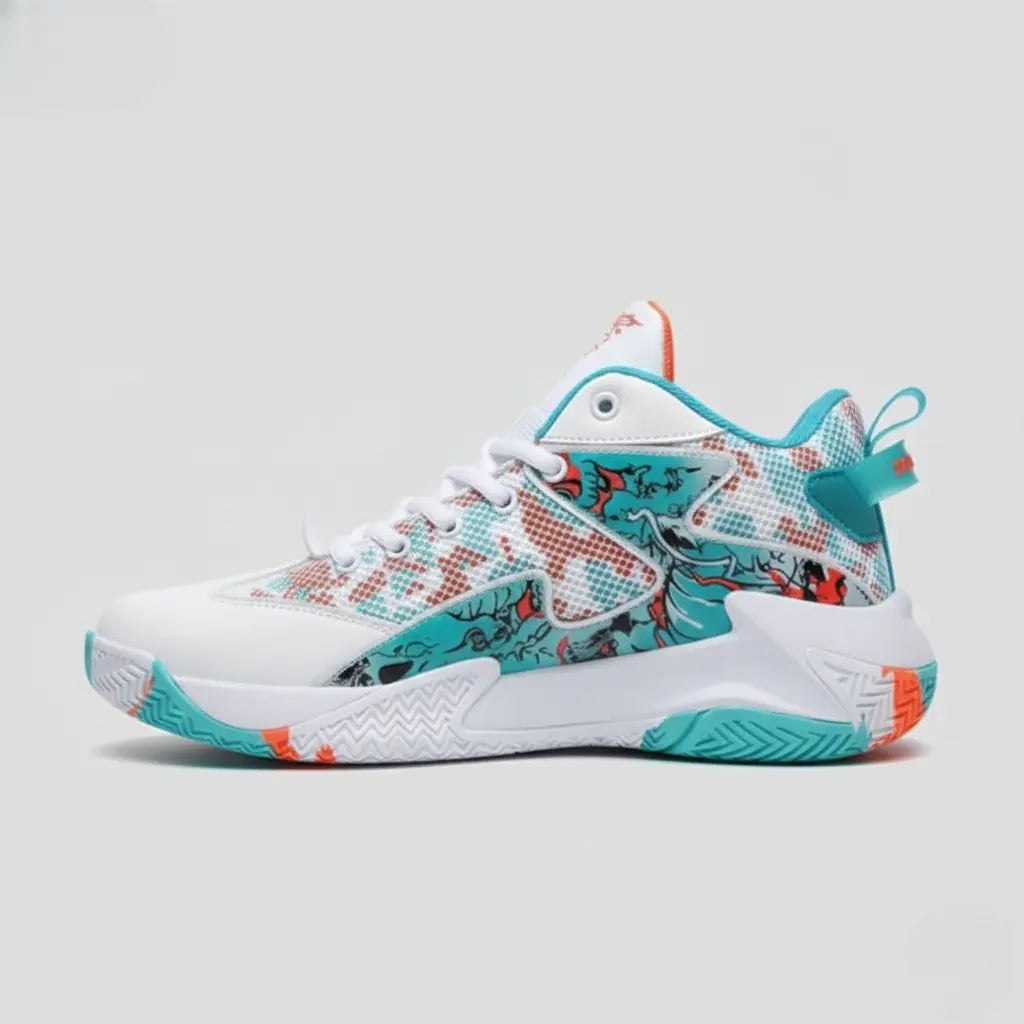 Tênis de Basquete Grafite Original | Respirável e Antiderrapante- Branco/Laranja