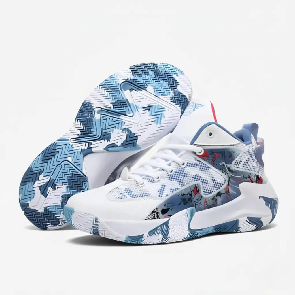 Tênis de Handebol Grafite Original | Confortável e Antiderrapante-Brnaco/Azul