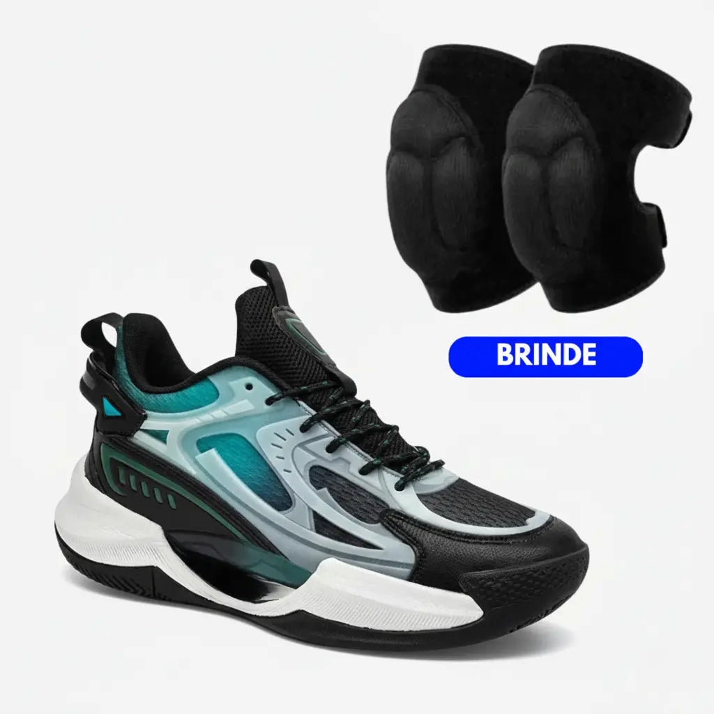 Ungrai KIT Tênis de Vôlei PowerGrip Black + Joelheira de Brinde