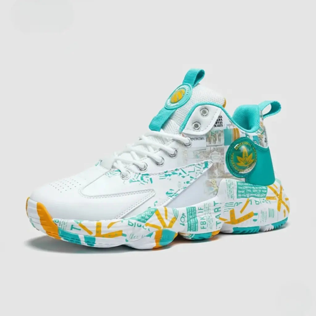 Tênis De Basquete EvoMotion | Respirável e Antiderrapante-Branco/Verde