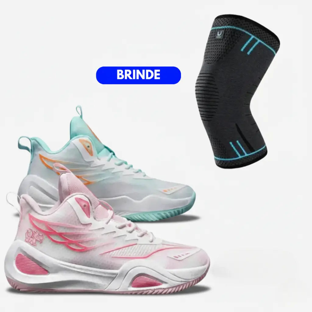 KIT Tênis de Vôlei DunkX + Joelheira Grátis-Rosa/Verde
