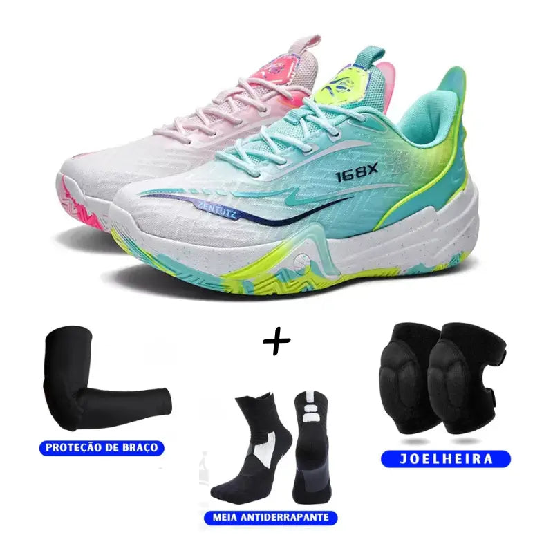 KIT Tênis de Vôlei Flex 168X + Joelheira + Meia + Manguito