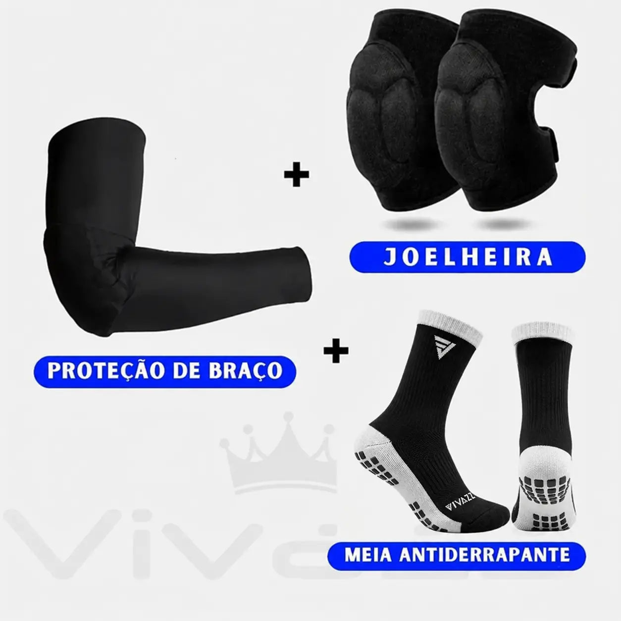 Kit Completo para Vôlei: Manguito + Meia + Joelheira