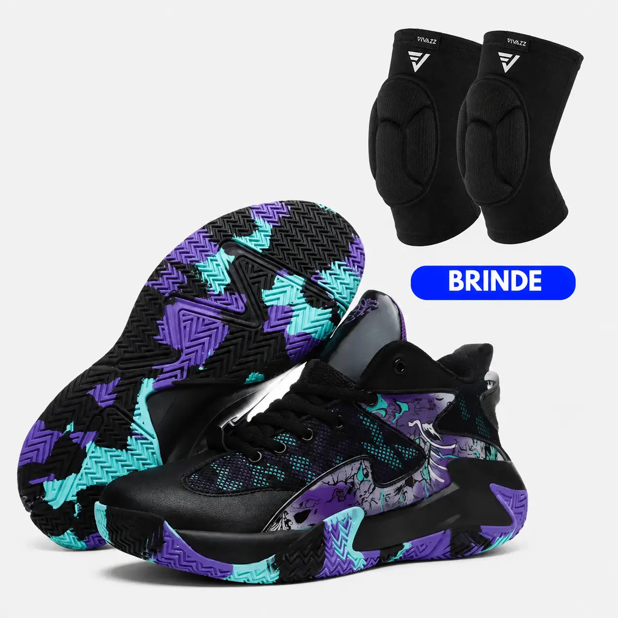Kit Foam: Tênis de Basquete Grafite 1.0 + Joelheira com Espuma