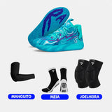 KIT Tênis de Vôlei e Basquete AeroDunk + Joelheira + Meia + Manguito — Azul Bebê #Cor_Azul Bebê