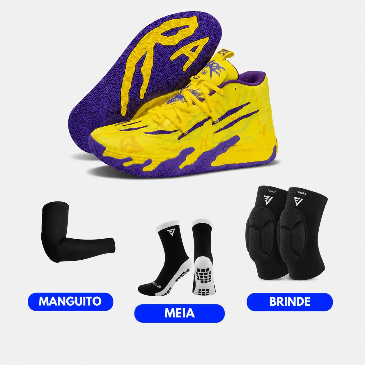 KIT Tênis de Vôlei e Basquete AeroDunk + Joelheira + Meia + Manguito - SALE24H