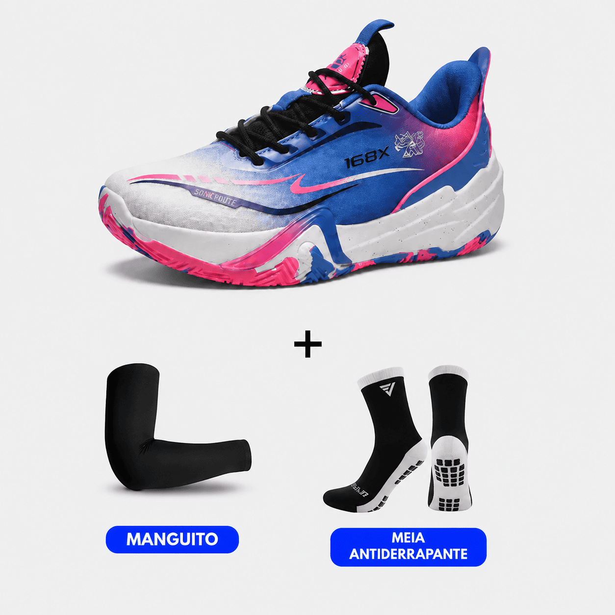 KIT Tênis de Vôlei e Basquete Flex 168X - Meia + Manguito | Respirável e Antiderrapante
