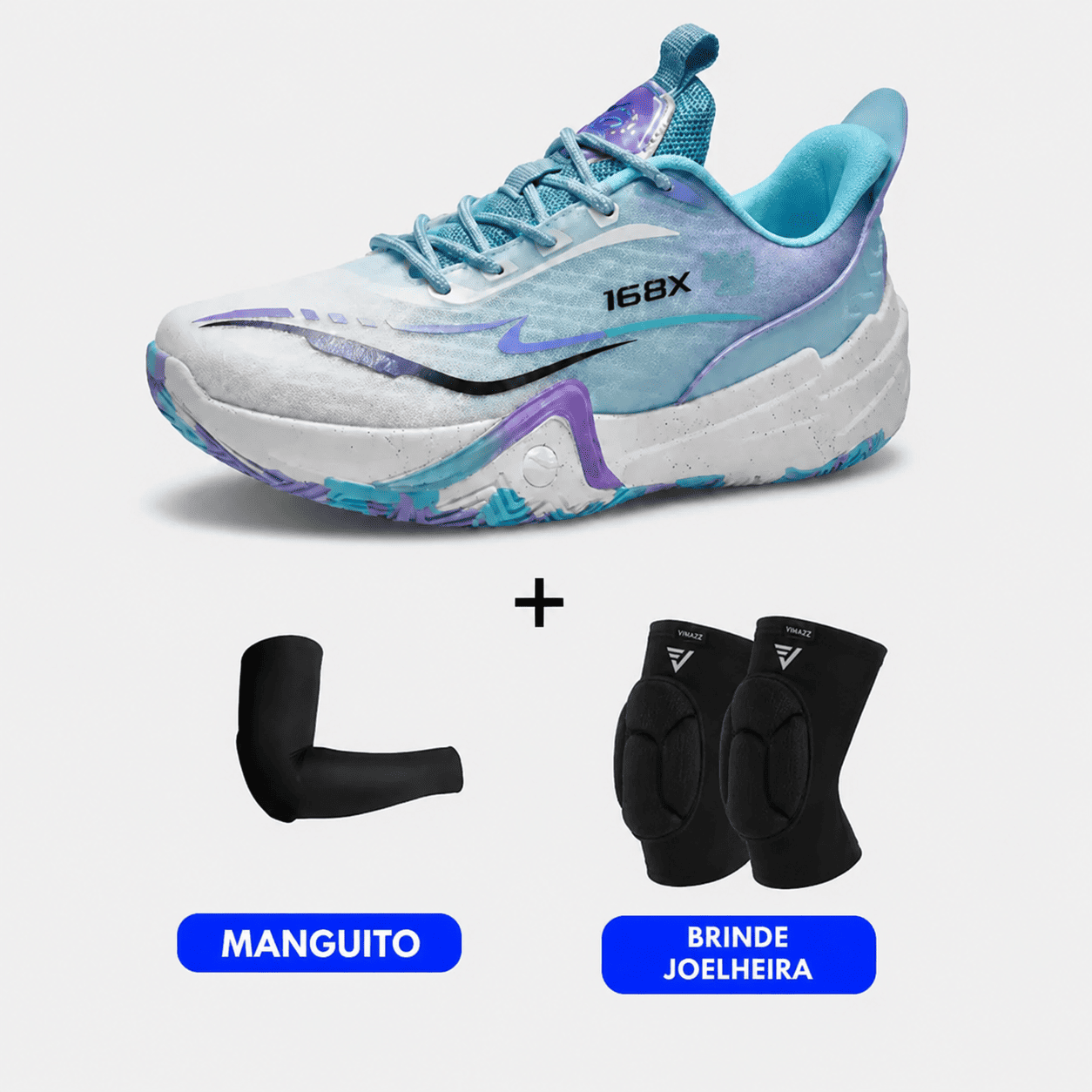 KIT Tênis de Vôlei e Basquete Flex 168X - Joelheira + Manguito