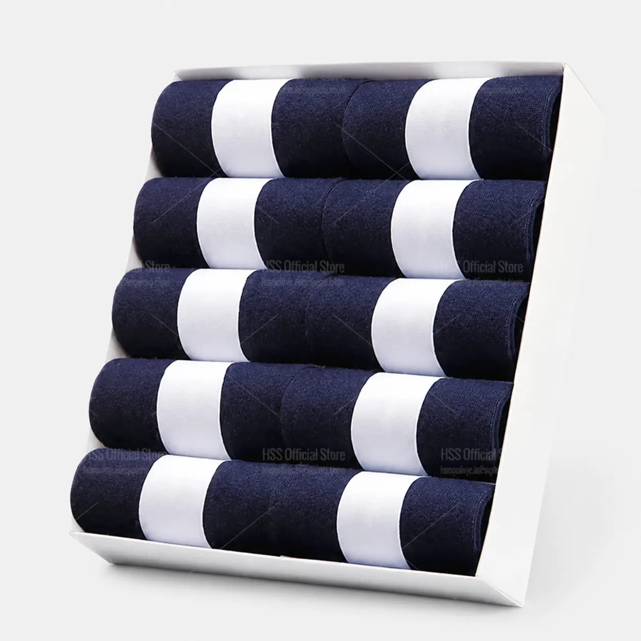 Tamanho UNI - 10 Pares de Meia de Algodão Premium | Respirável e Macia - Azul marinho