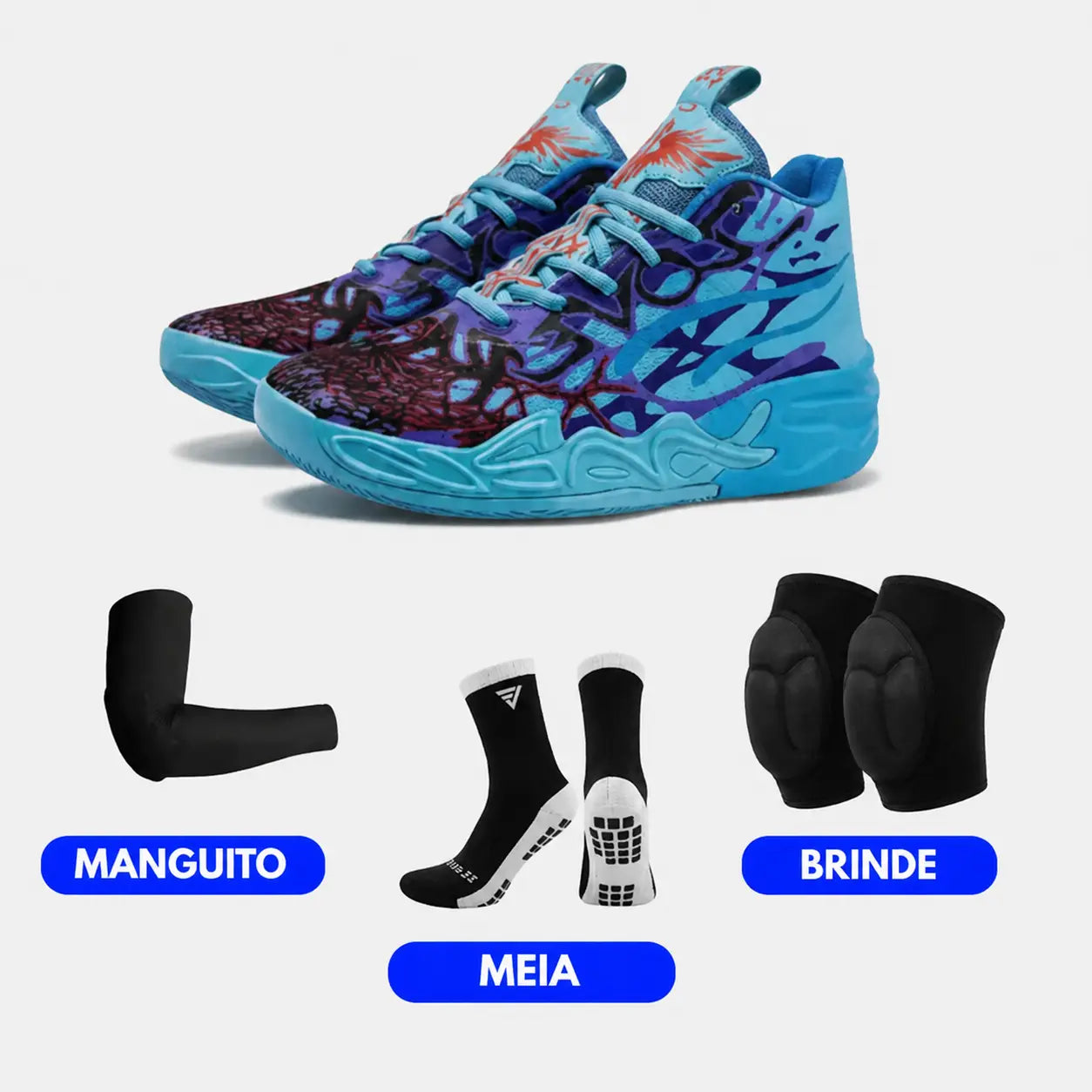 KIT Tênis de Vôlei Impact Blaze + Joelheira + Meia + Manguito
