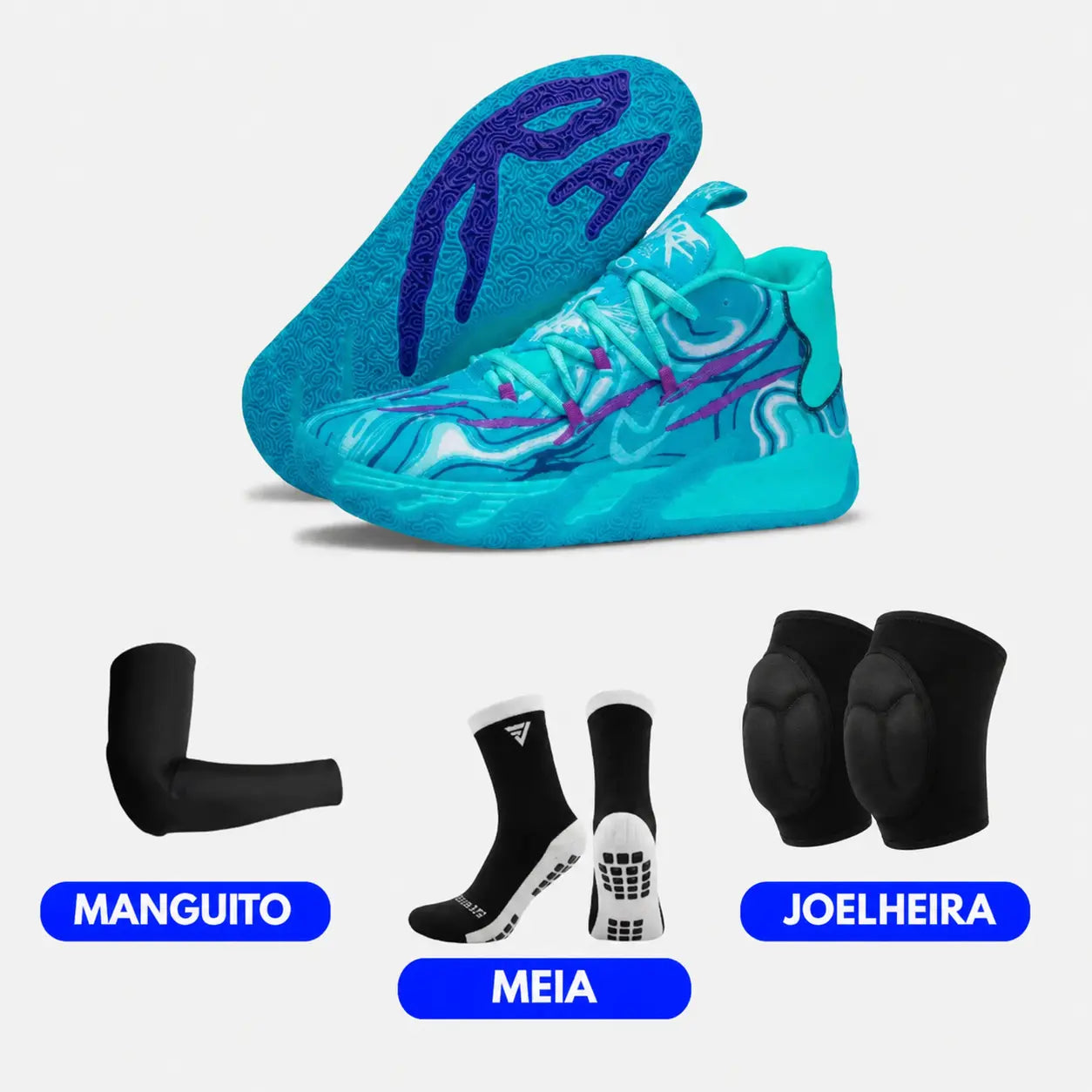 KIT Tênis de Vôlei AeroDunk + Joelheira + Meia + Manguito