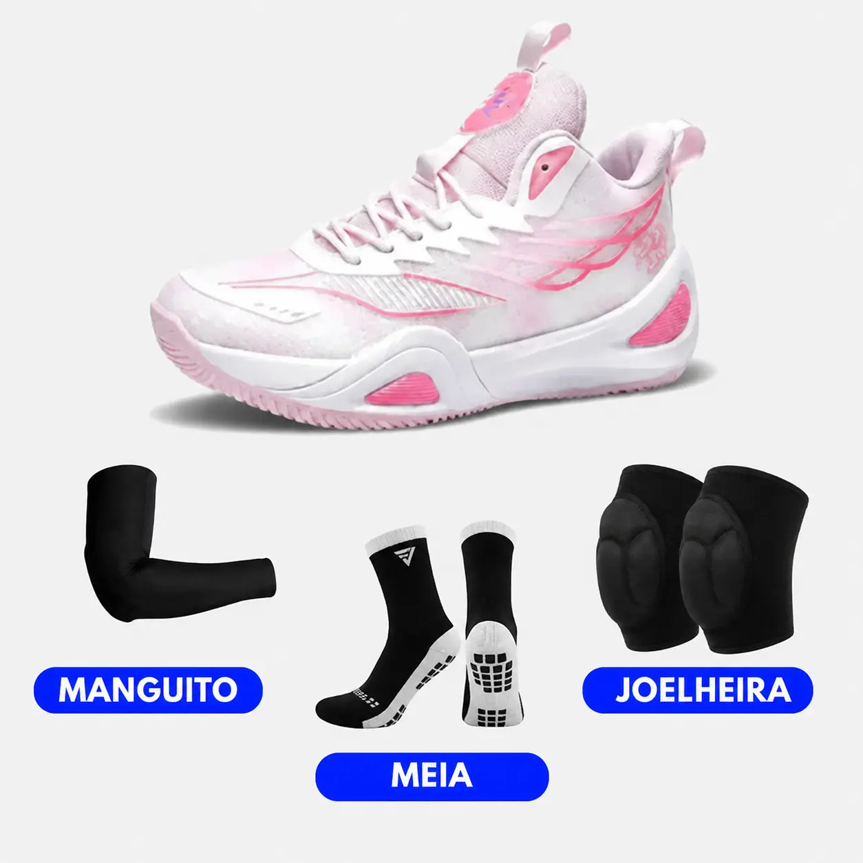 KIT Tênis de Vôlei DunkX - Antiderrapante + Joelheira + Meia + Manguito