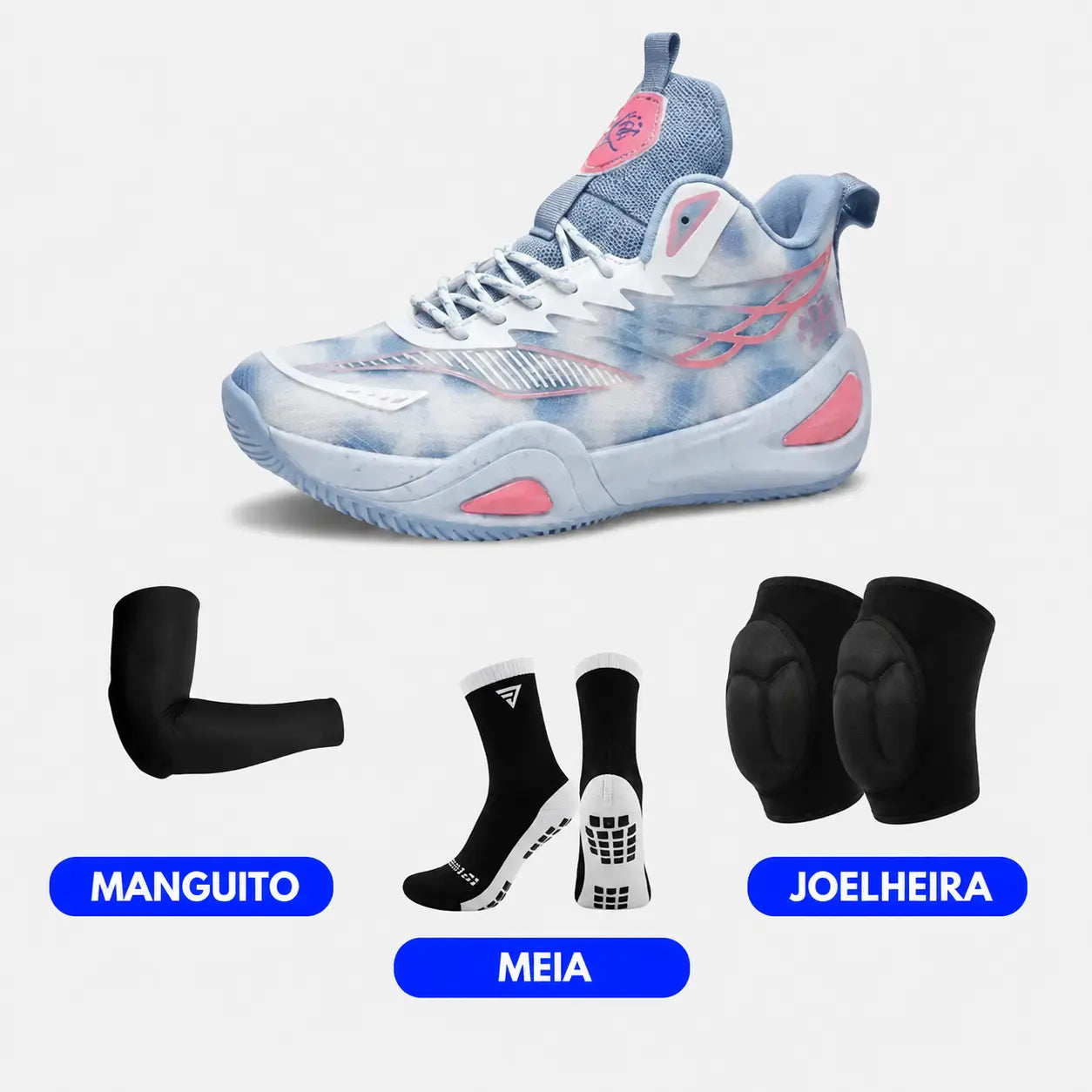 KIT Tênis de Vôlei DunkX - Antiderrapante + Joelheira + Meia + Manguito