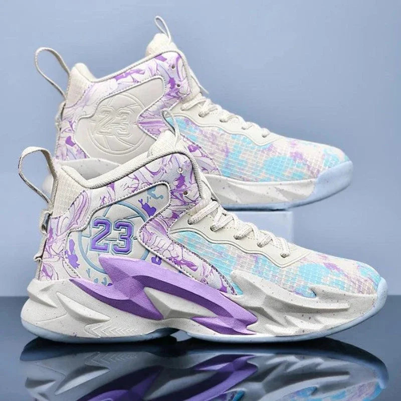 Tênis De Basquete Feminino Ember Glide | Lançamento 2024-Branco/Roxo