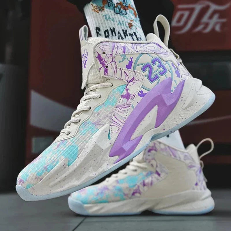 Tênis De Basquete Feminino Ember Glide | Lançamento 2024-Branco/Roxo