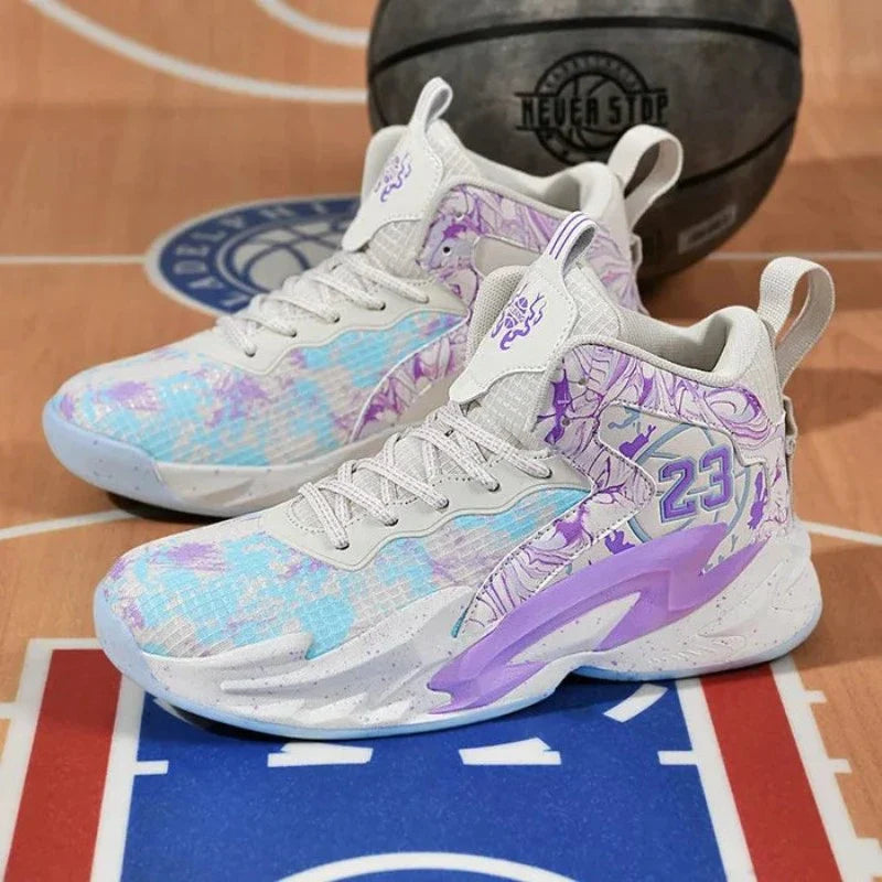 Tênis De Basquete Feminino Ember Glide | Lançamento 2024-Branco/Roxo