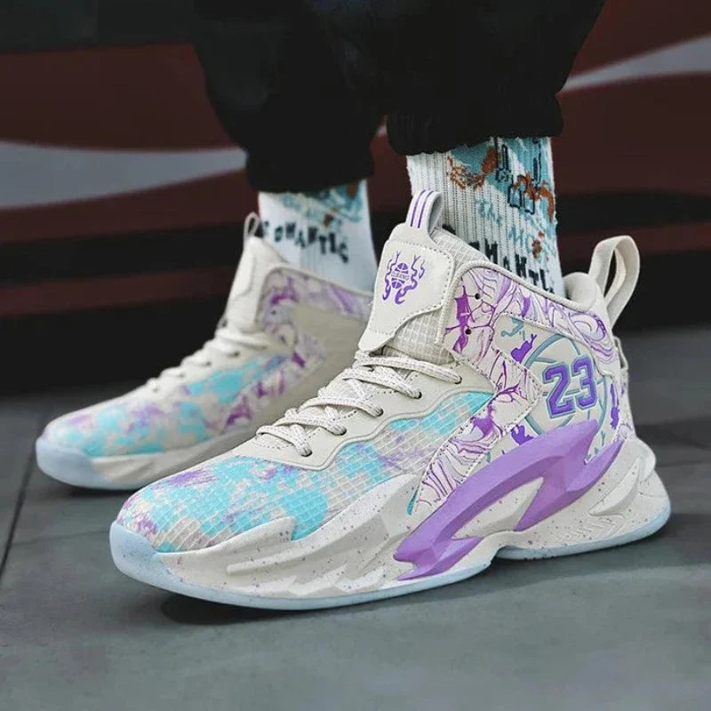 Tênis De Basquete Feminino Ember Glide | Lançamento 2024-Branco/Roxo