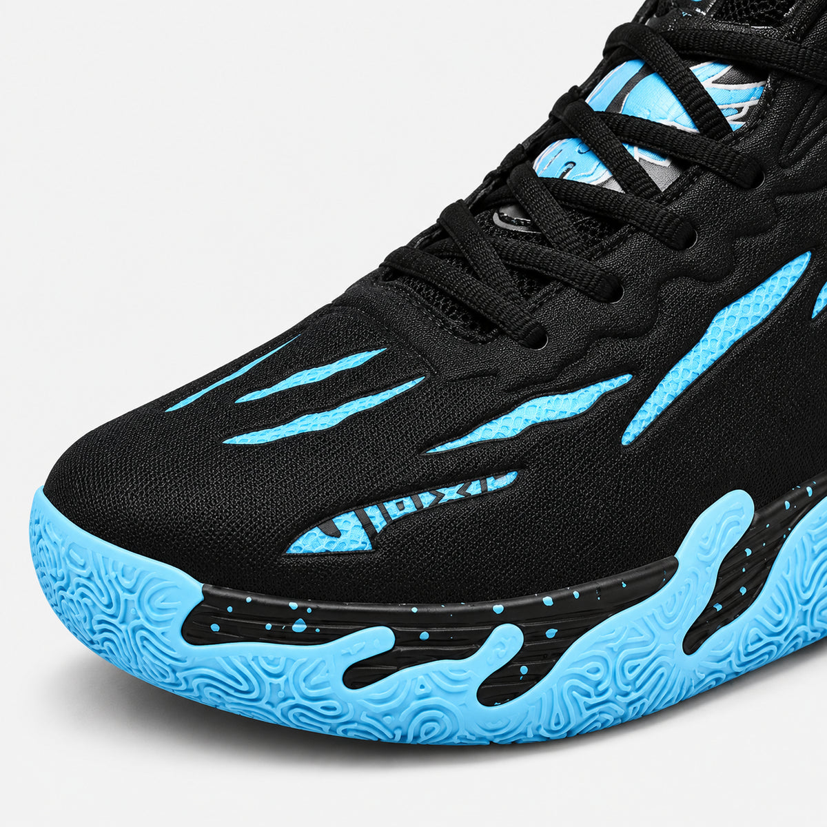 AeroFlex — Preto/Azul — detalhe frontal #Cor_Preto/Azul