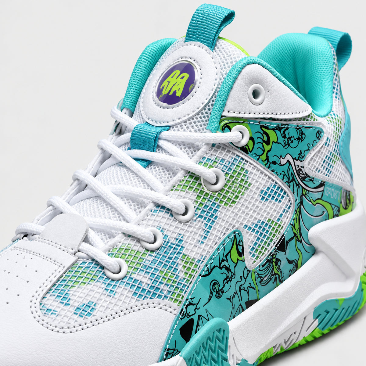 Aesthetic Grafite 3.0 — Branco/Verde — detalhe lingua #Cor_Branco/Verde