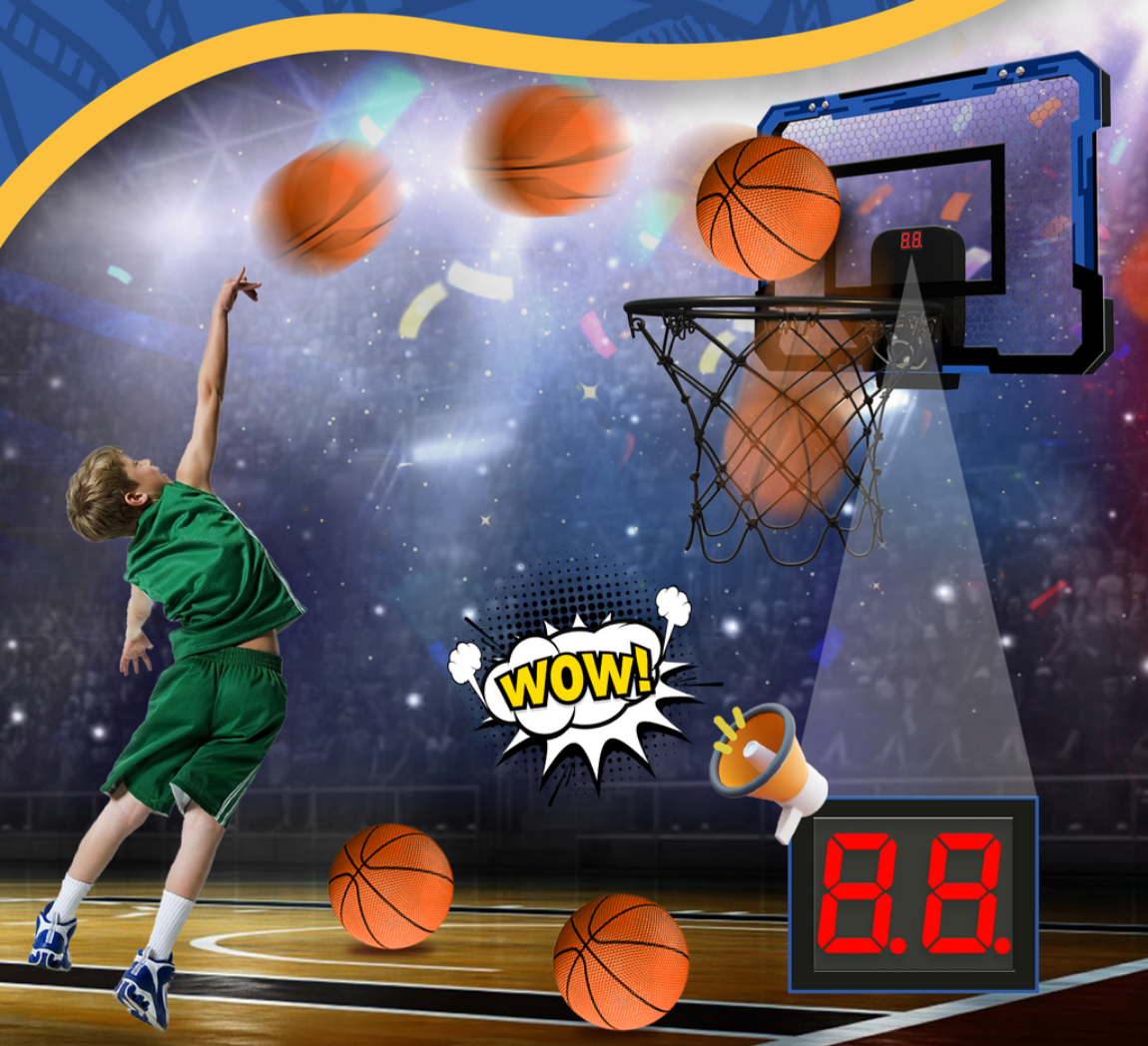 Cesta de Basquete Portátil Com Marcador de Pontos + 3 Bolas de Brinde