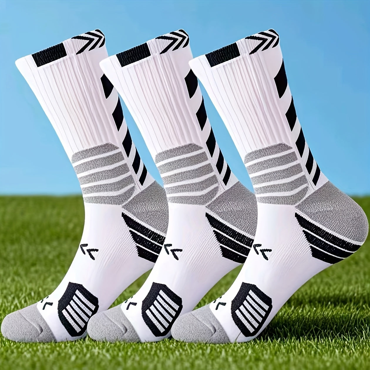 3 Pares de Meias Antiderrapante Cano Médio Profissional