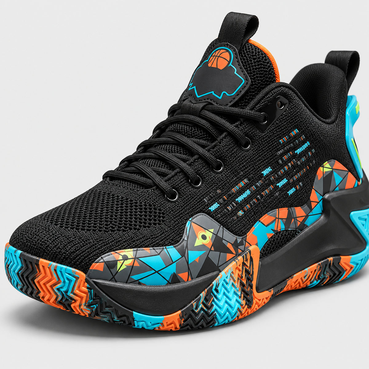 DynaDunk — Preto/Laranja — 09-detalhe-frente #Cor_Preto/Laranja