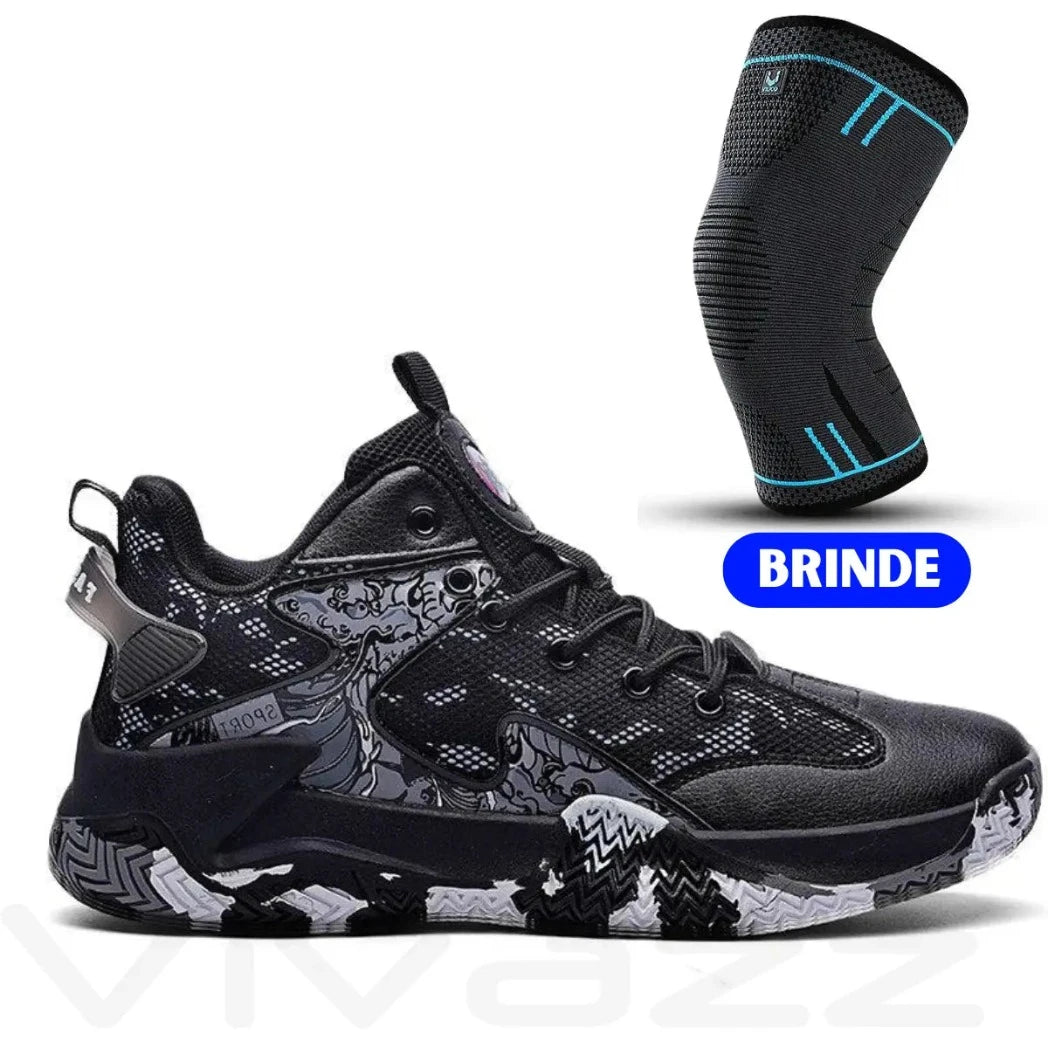 Kit Profissional: Tênis de Vôlei Grafite 3.0 + Joelheira de Compreensão