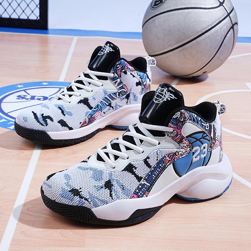 Tênis de Basquete BlitzBounce Original | Lançamento 2024-Branco/Azul