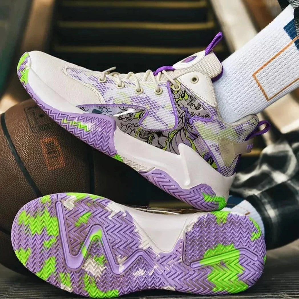 Tênis de Vôlei Feminino Grafite 3.0 | Respirável e Antiderrapante-Branco/Roxo