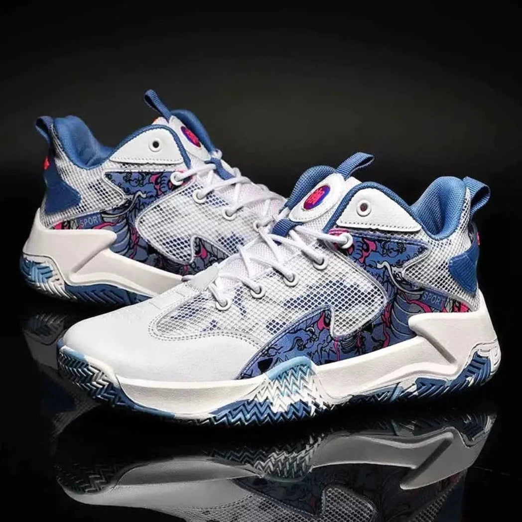 Tênis de Vôlei Feminino Grafite 3.0 | Respirável e Antiderrapante-Branco/Azul