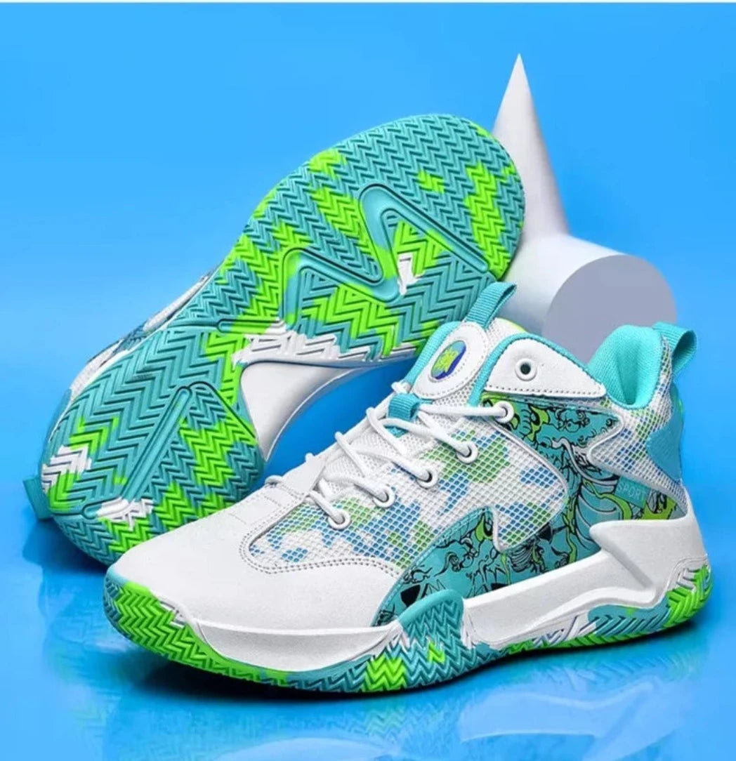 Tênis de Vôlei Feminino Grafite 3.0 | Respirável e Antiderrapante-Branco/Verde