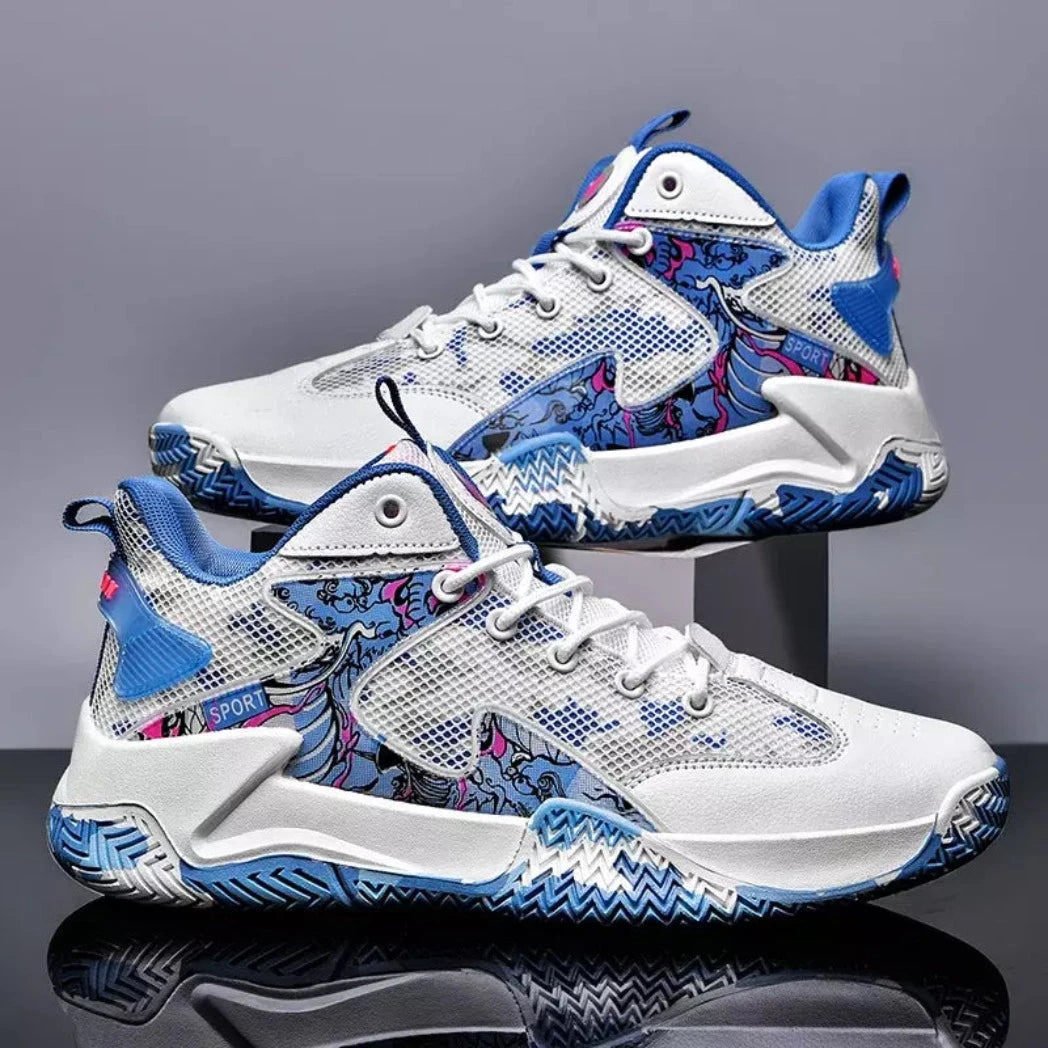 Tênis de Vôlei Feminino Grafite 3.0 | Respirável e Antiderrapante-Branco/Azul