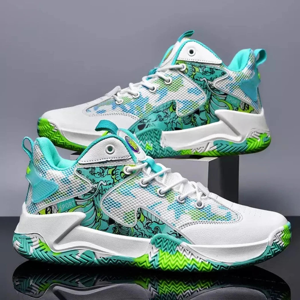 Tênis de Vôlei Feminino Grafite 3.0 | Respirável e Antiderrapante-Branco/Verde